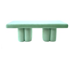 Sculptural Organic Aquamarine Velvet Bench Visceral