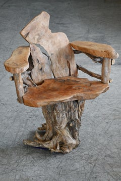 Sculptural Organic Chair Made From Teak Root in the Style of Daryl Stokes