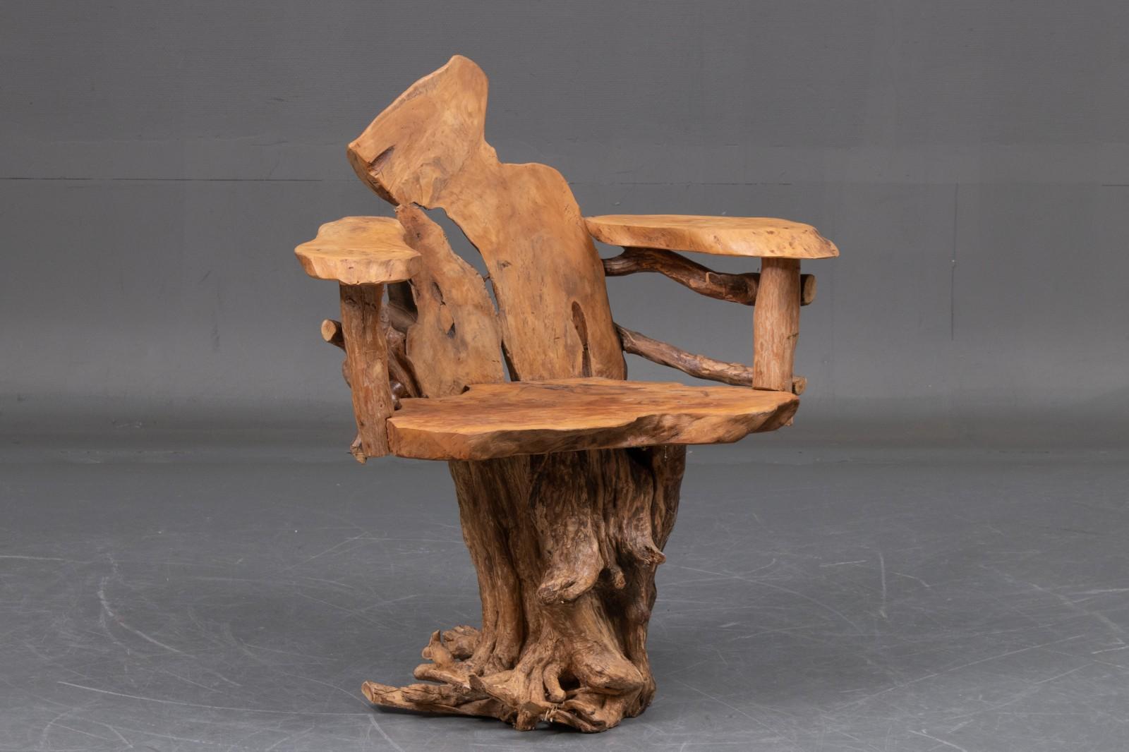 Arts and Crafts Sculptural Organic Chair Made From Teak Root in the Style of Daryl Stokes  For Sale