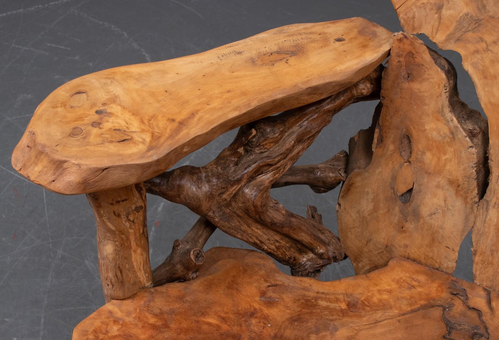 Late 20th Century Sculptural Organic Chair Made From Teak Root in the Style of Daryl Stokes  For Sale