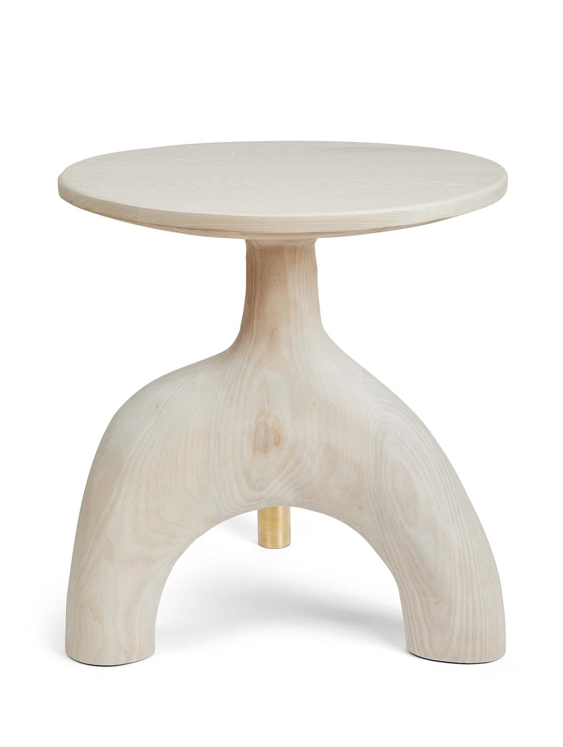 American Sculptural Organic Hand Carved Bleached Ash Side Table by Casey McCafferty For Sale