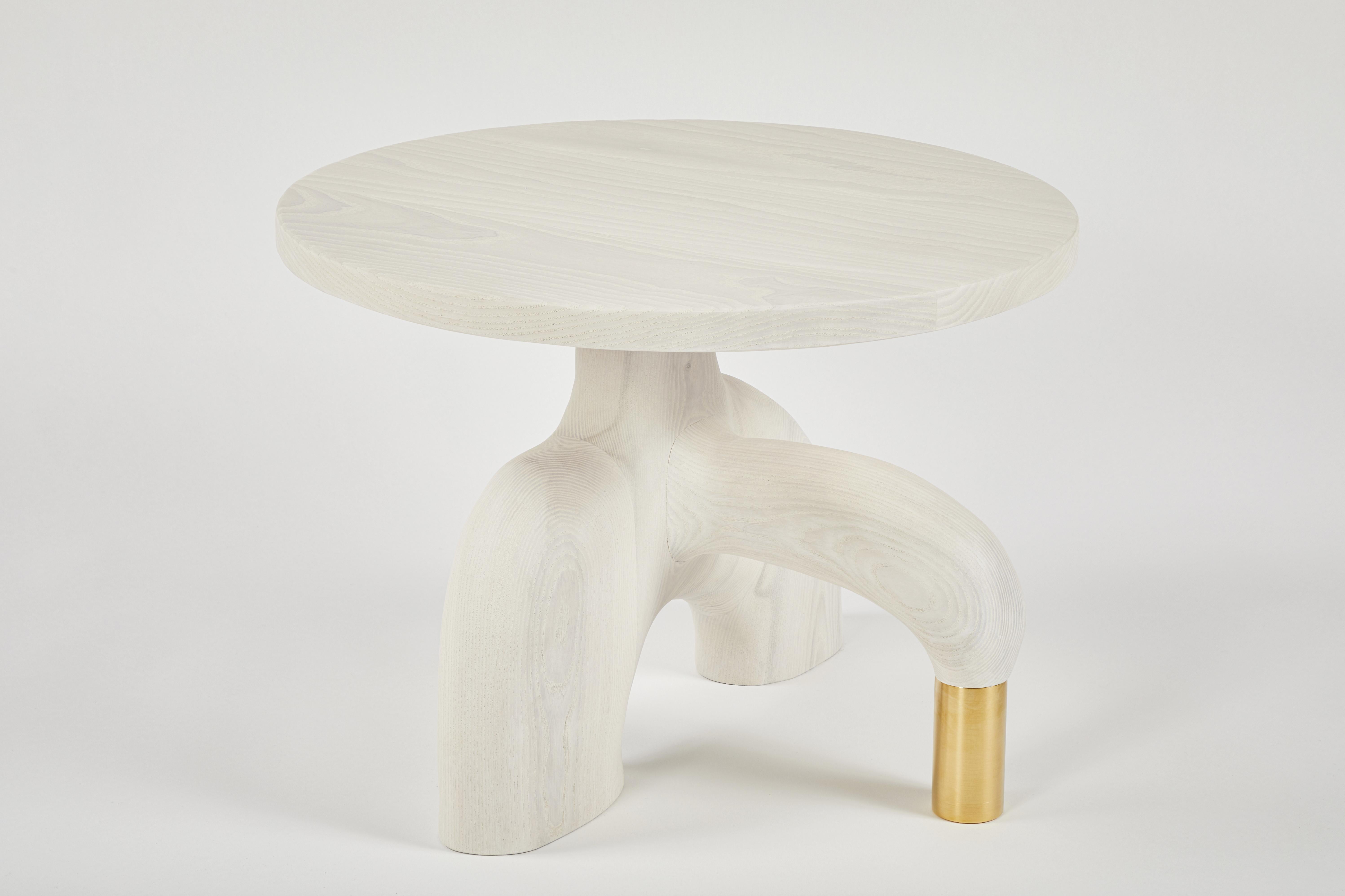 American Sculptural Organic Hand Carved Bleached Ash Side Table by Casey McCafferty For Sale