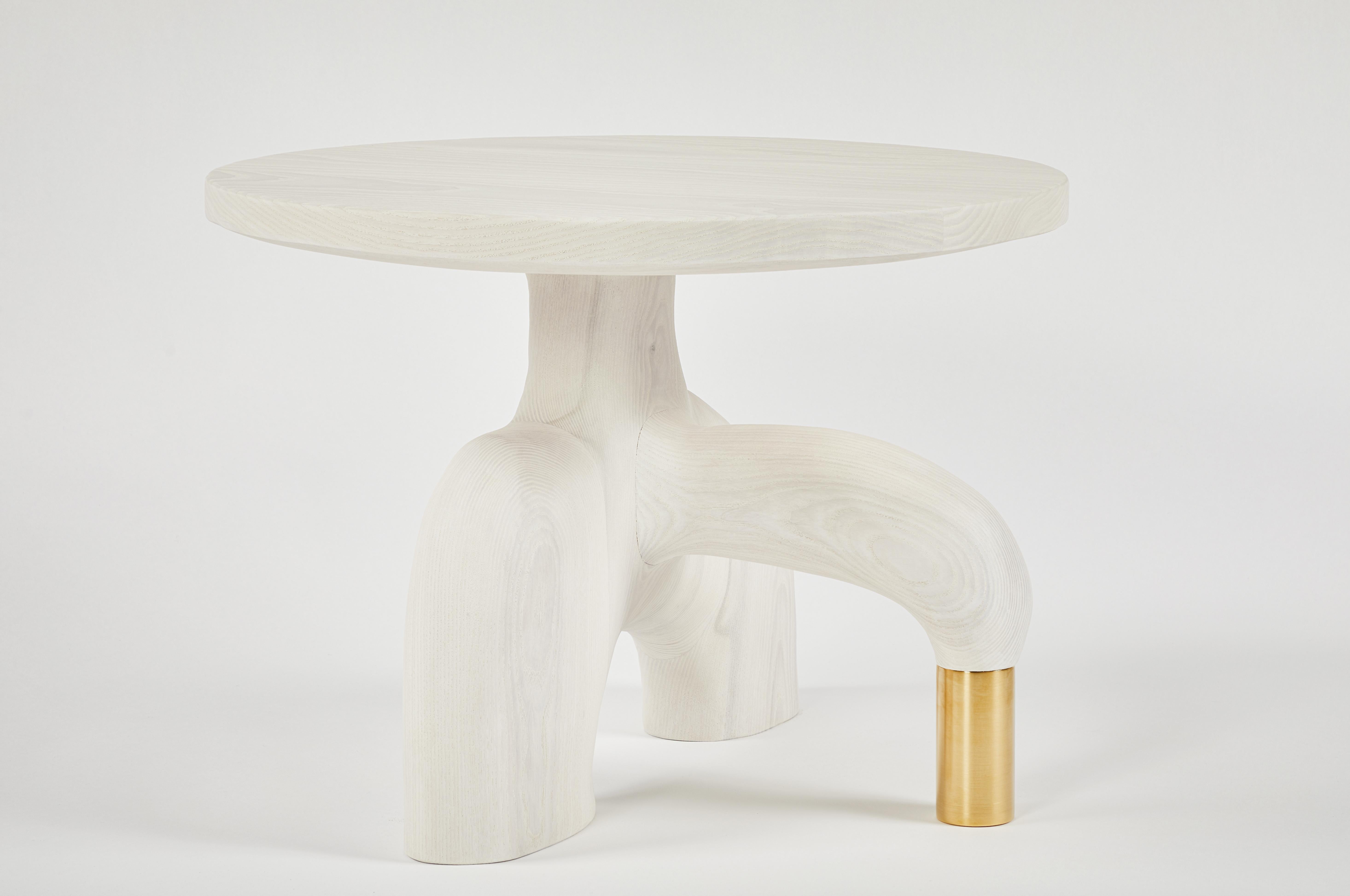 Blackened Sculptural Organic Hand Carved Bleached Ash Side Table by Casey McCafferty For Sale