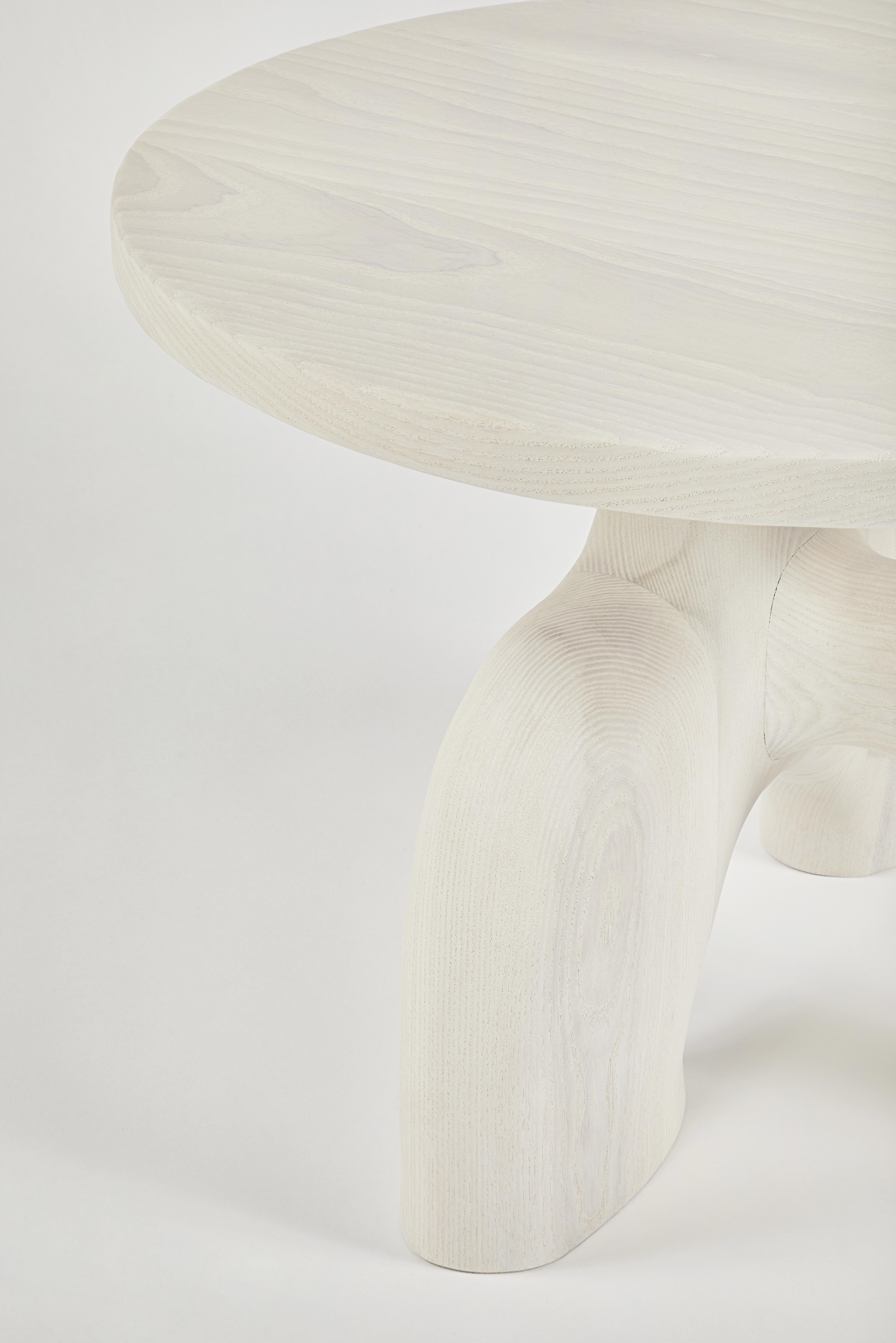 Sculptural Organic Hand Carved Bleached Ash Side Table by Casey McCafferty In New Condition For Sale In Fair Lawn, NJ