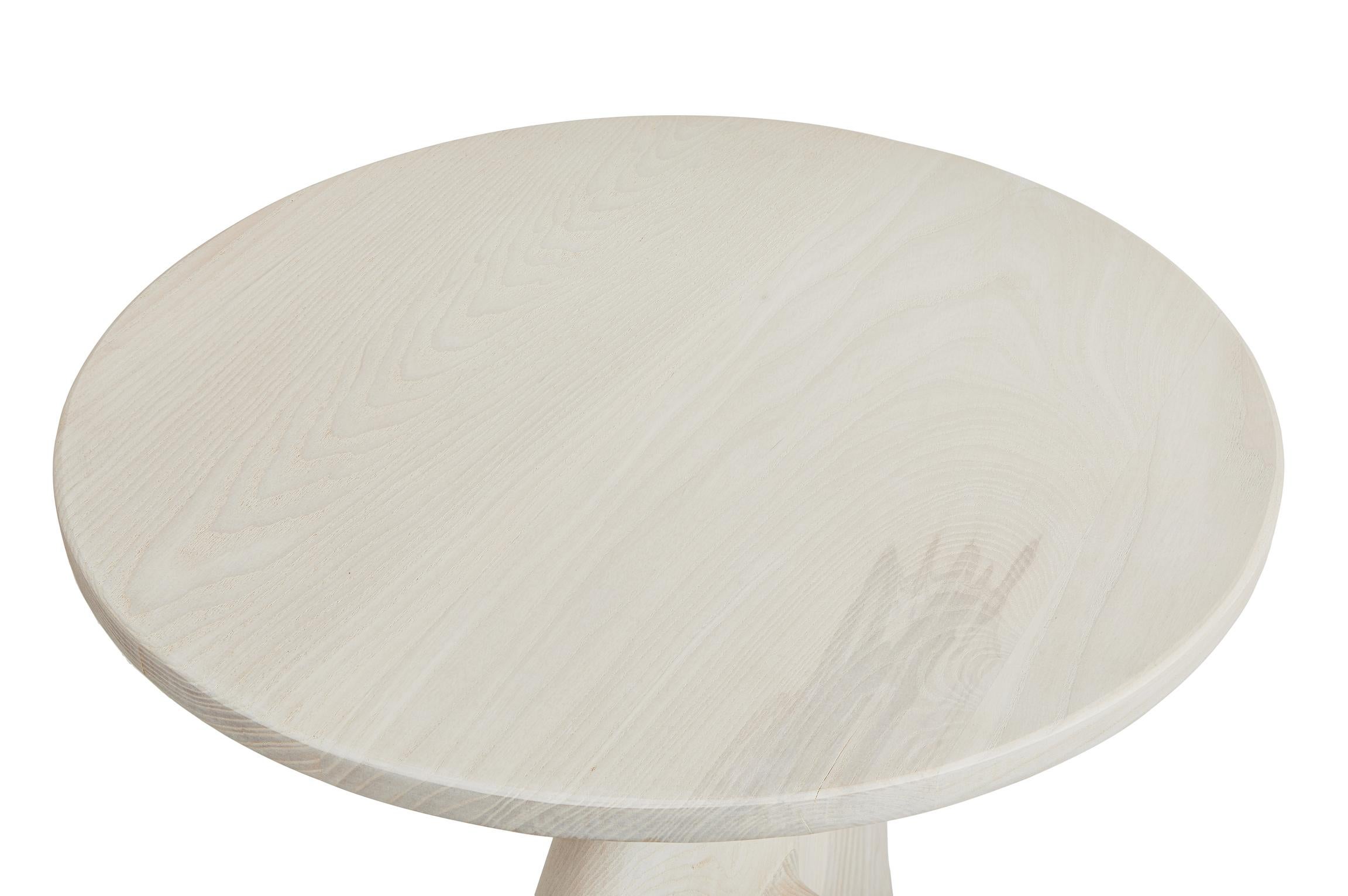 Contemporary Sculptural Organic Hand Carved Bleached Ash Side Table by Casey McCafferty For Sale