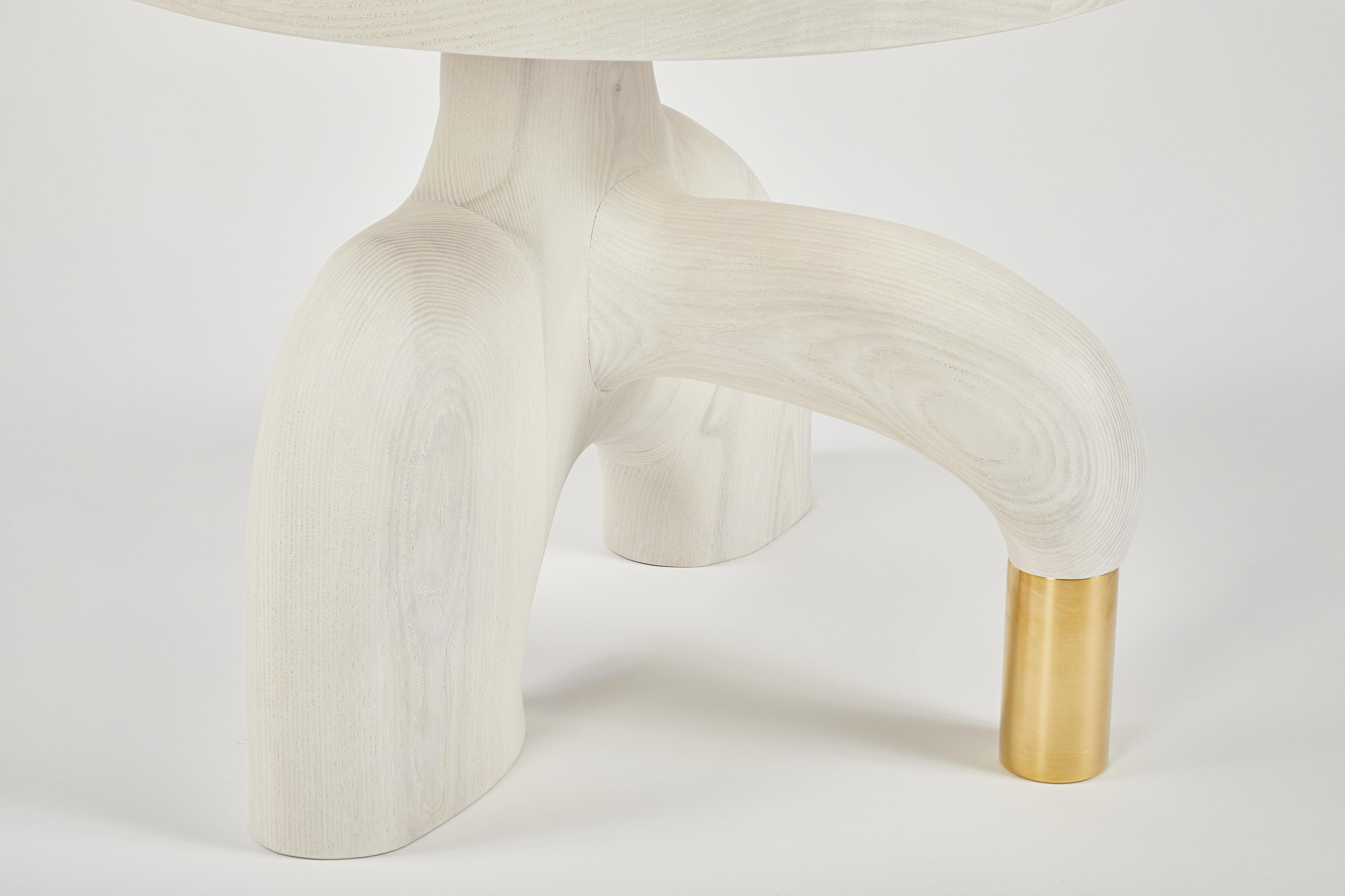 Sculptural Organic Hand Carved Bleached Ash Side Table by Casey McCafferty For Sale 2