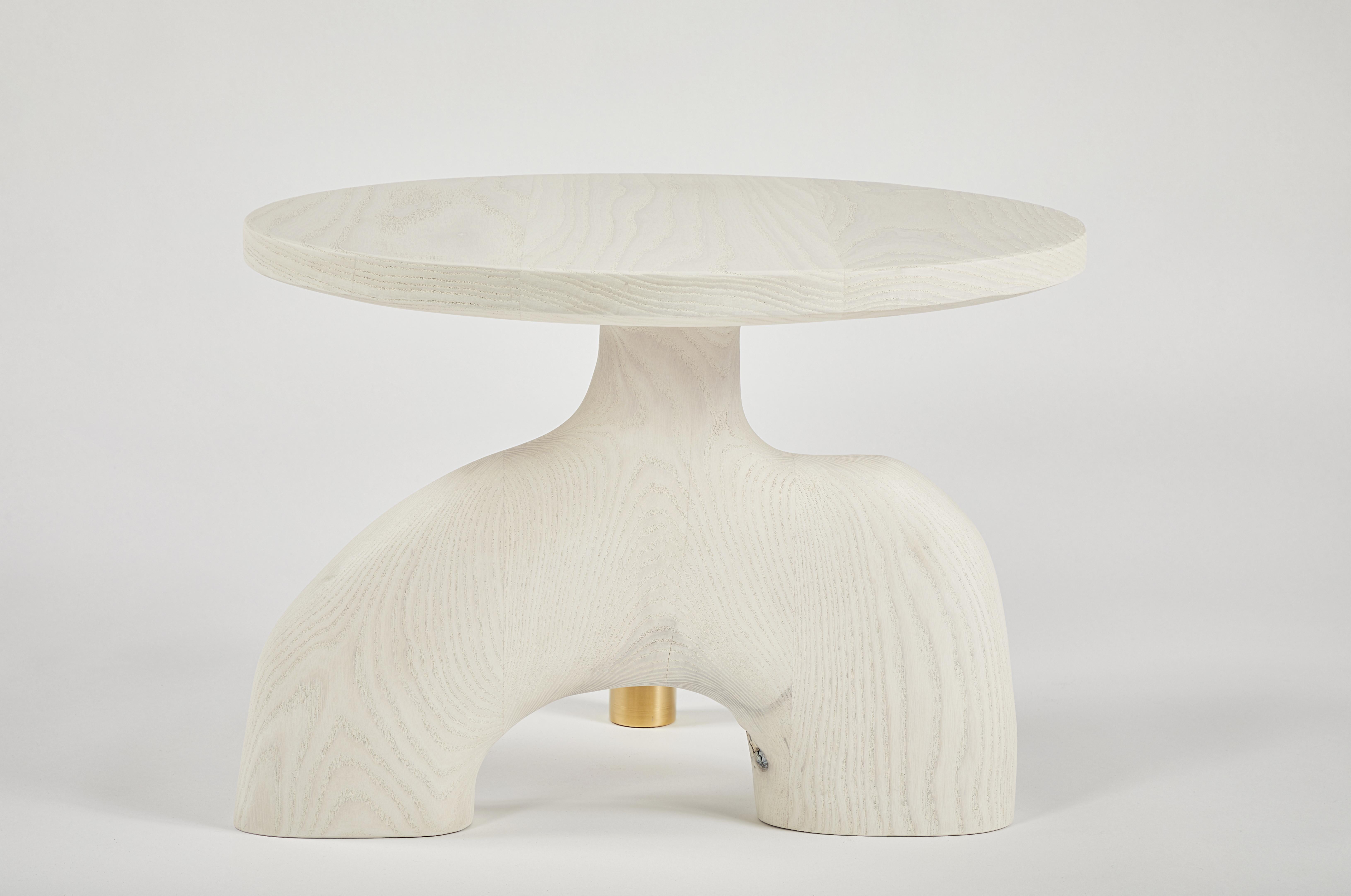 Sculptural Organic Hand Carved Bleached Ash Side Table by Casey McCafferty For Sale 3