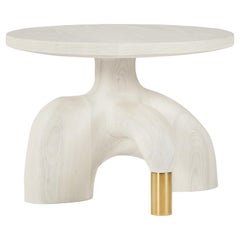 Sculptural Organic Hand Carved Bleached Ash Side Table by Casey McCafferty