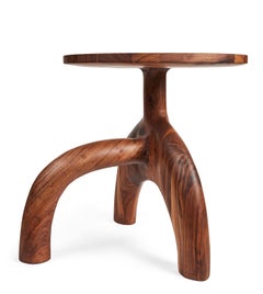 Sculptural Organic Hand Carved Oiled Walnut Side Table by Casey McCafferty