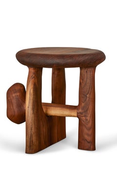 Sculptural Organic Hand Carved Oiled Walnut Side Table by Casey McCafferty