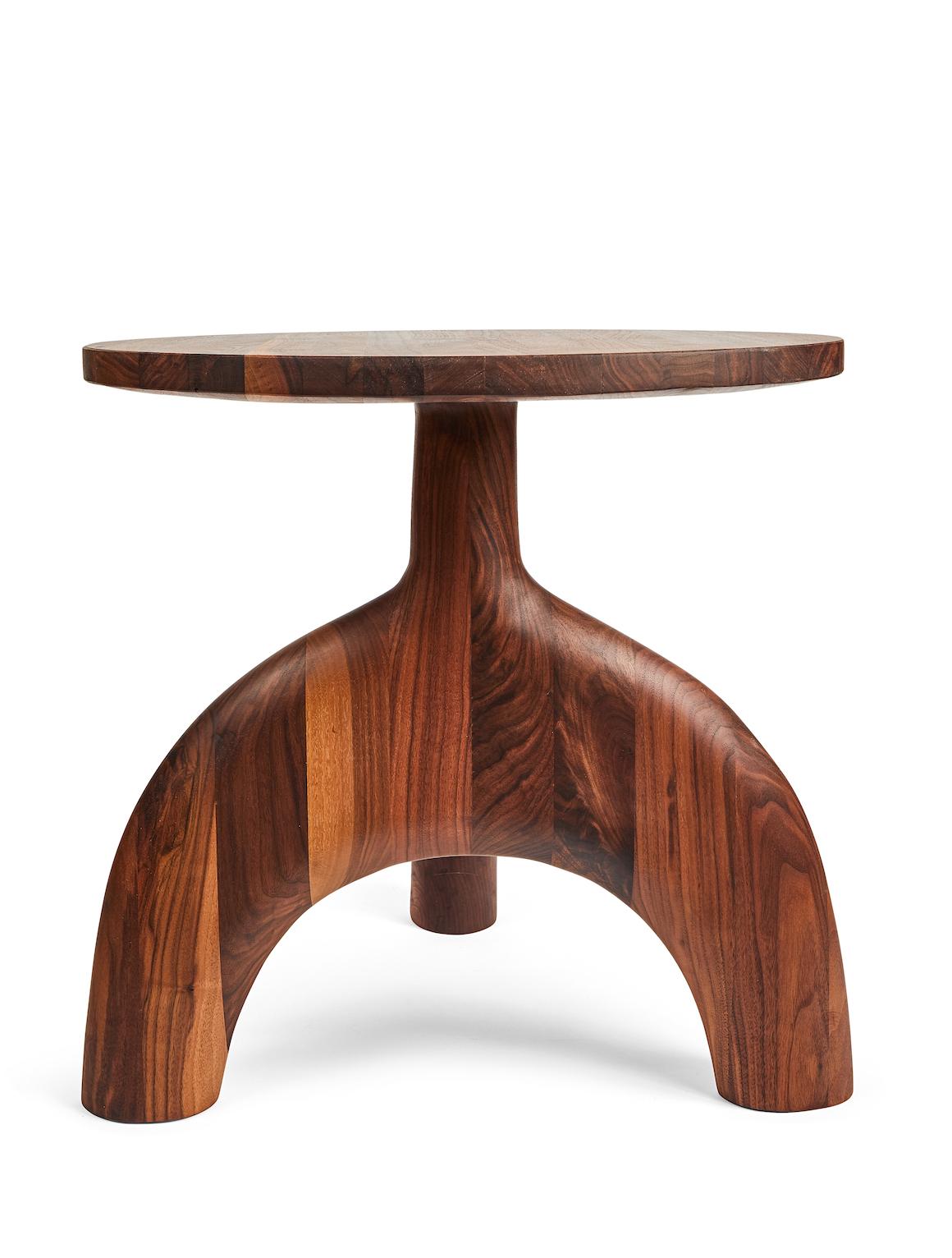 American Sculptural Organic Hand Carved Oiled Walnut Side Table by Casey McCafferty For Sale