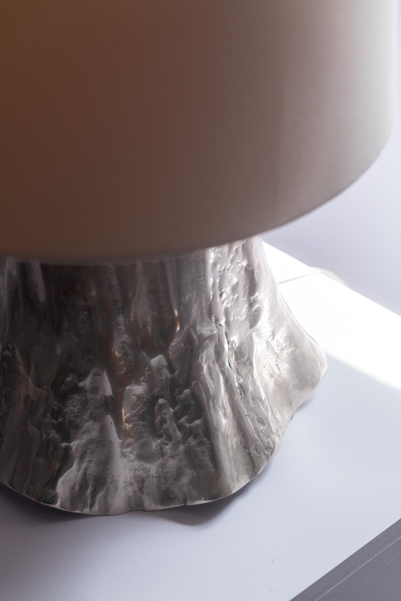 Brutalist Sculptural Organic Metal Table Lamp For Sale