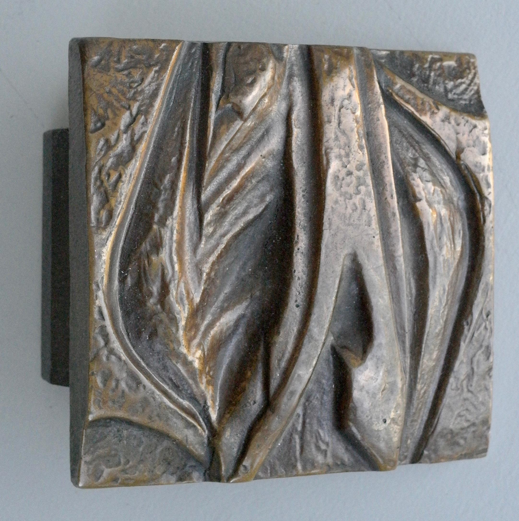 Sculptural organic midcentury front door art handle in bronze.