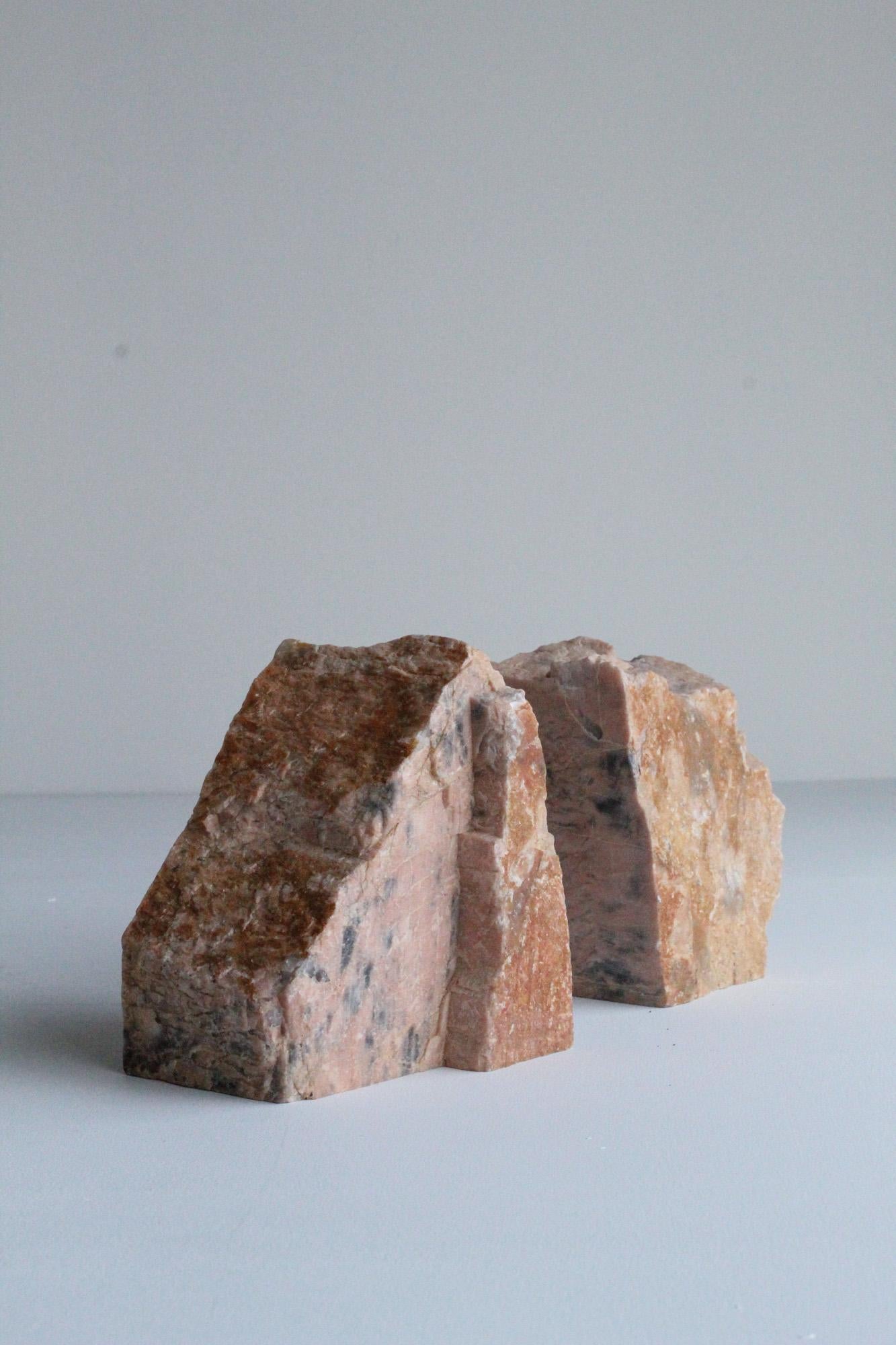 Hand-Crafted Sculptural Organic Modern Marble Bookends For Sale