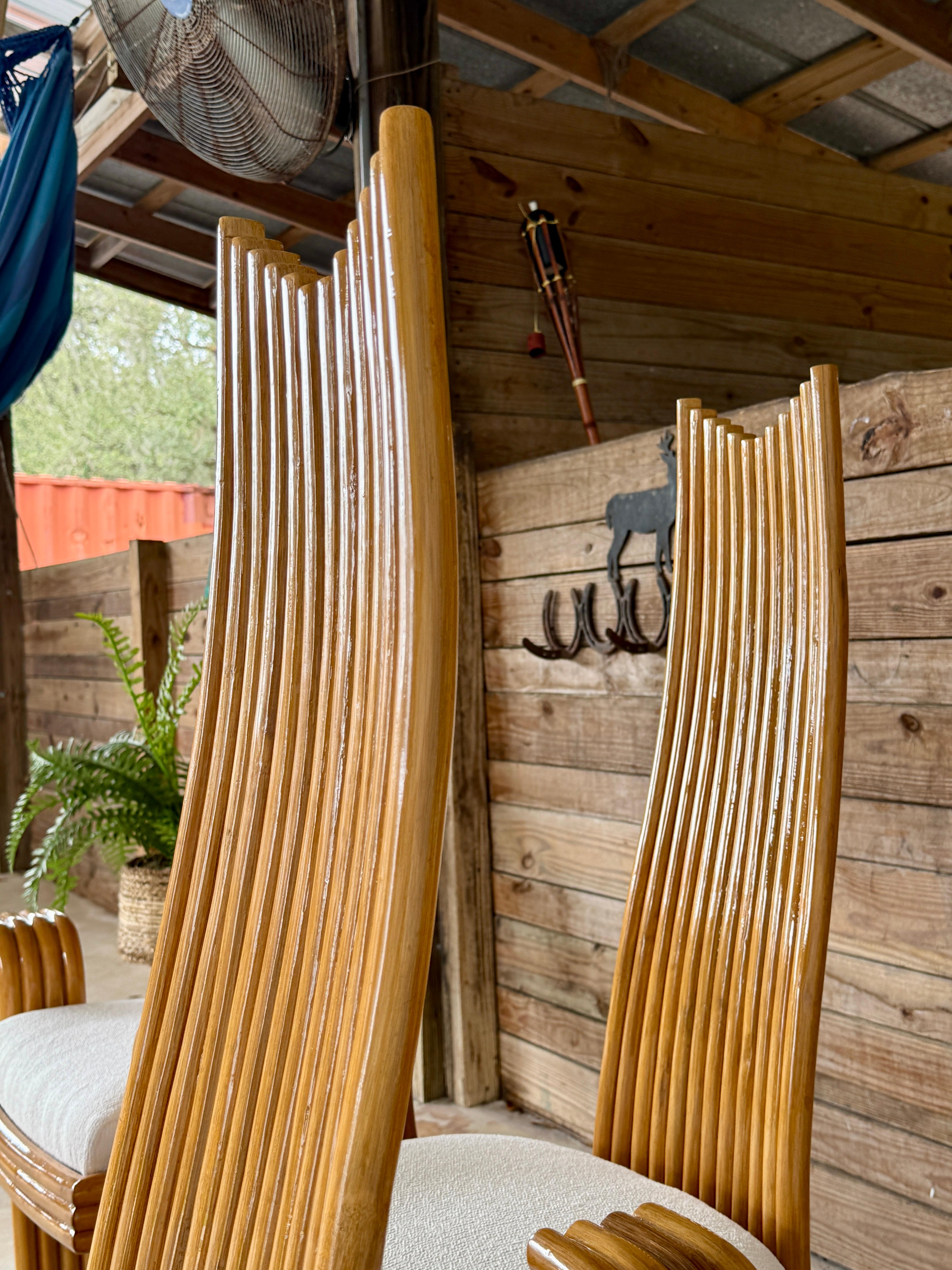 Sculptural Organic Modern Rattan Chairs in the manner of  Mackintosh or McGuire For Sale 5
