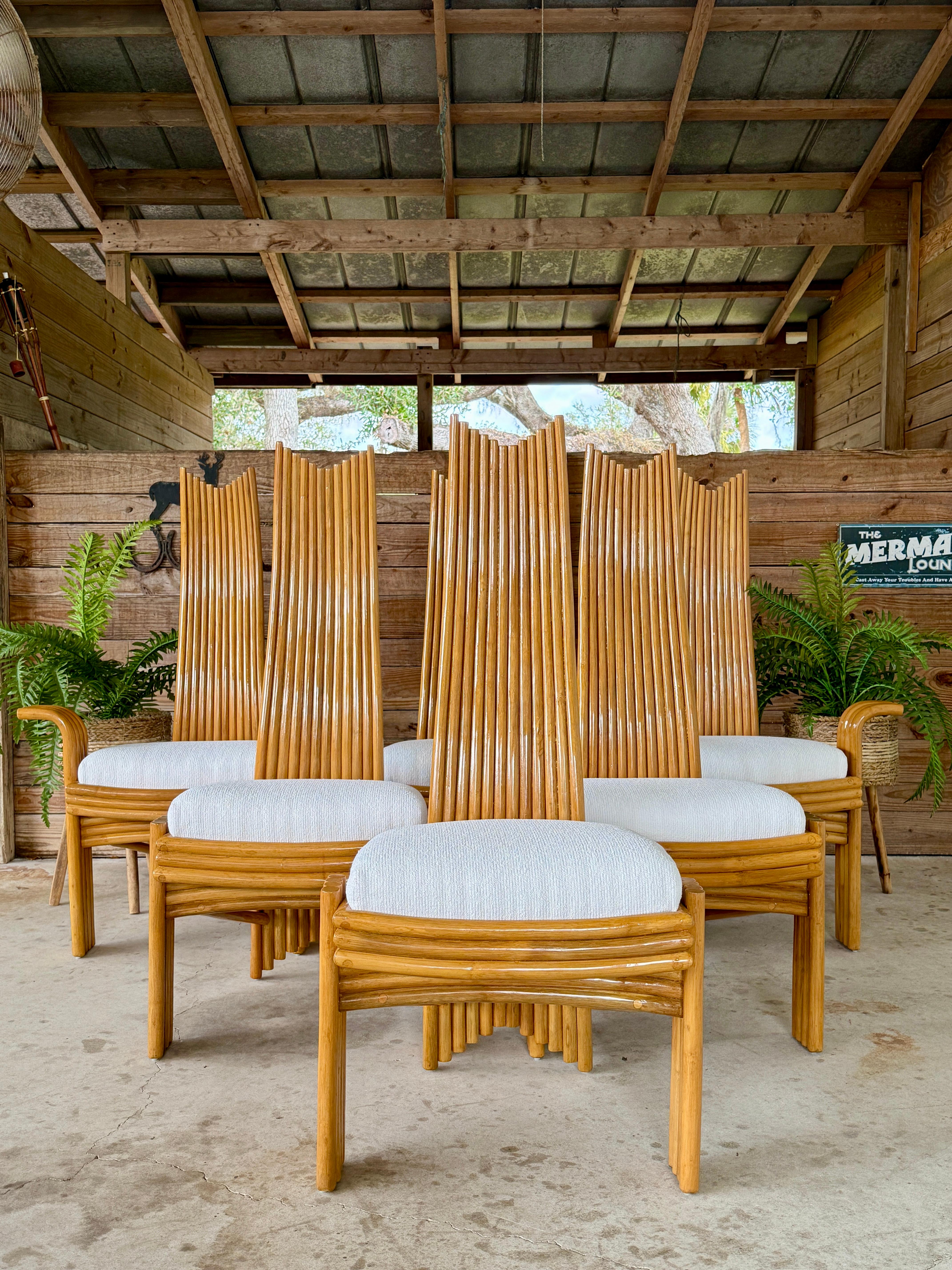Sculptural Organic Modern Rattan Chairs in the manner of  Mackintosh or McGuire For Sale 1