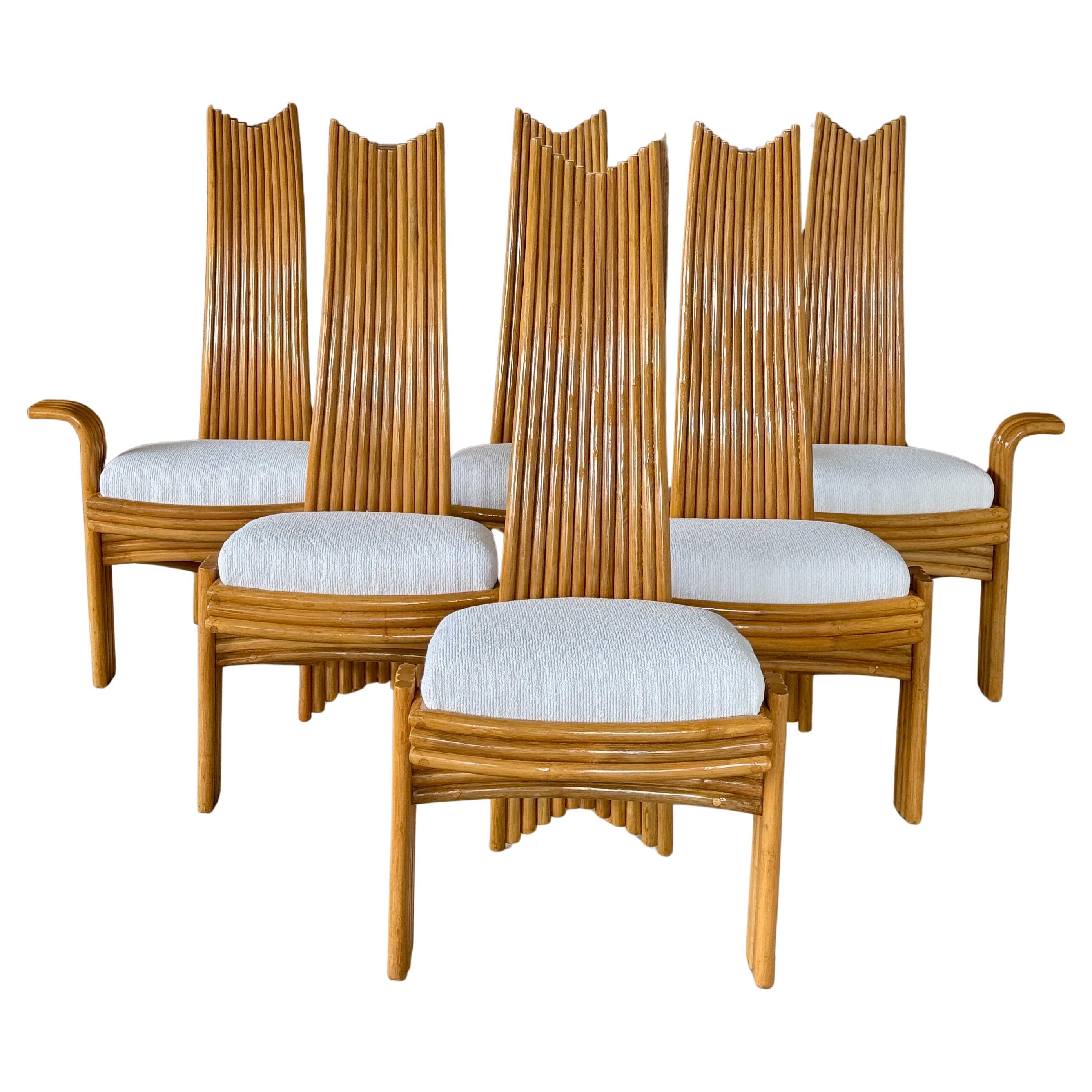 Sculptural Organic Modern Rattan Chairs in the manner of  Mackintosh or McGuire For Sale