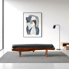 Sculptural Organic Modern Solid Wood Bench with Cushion