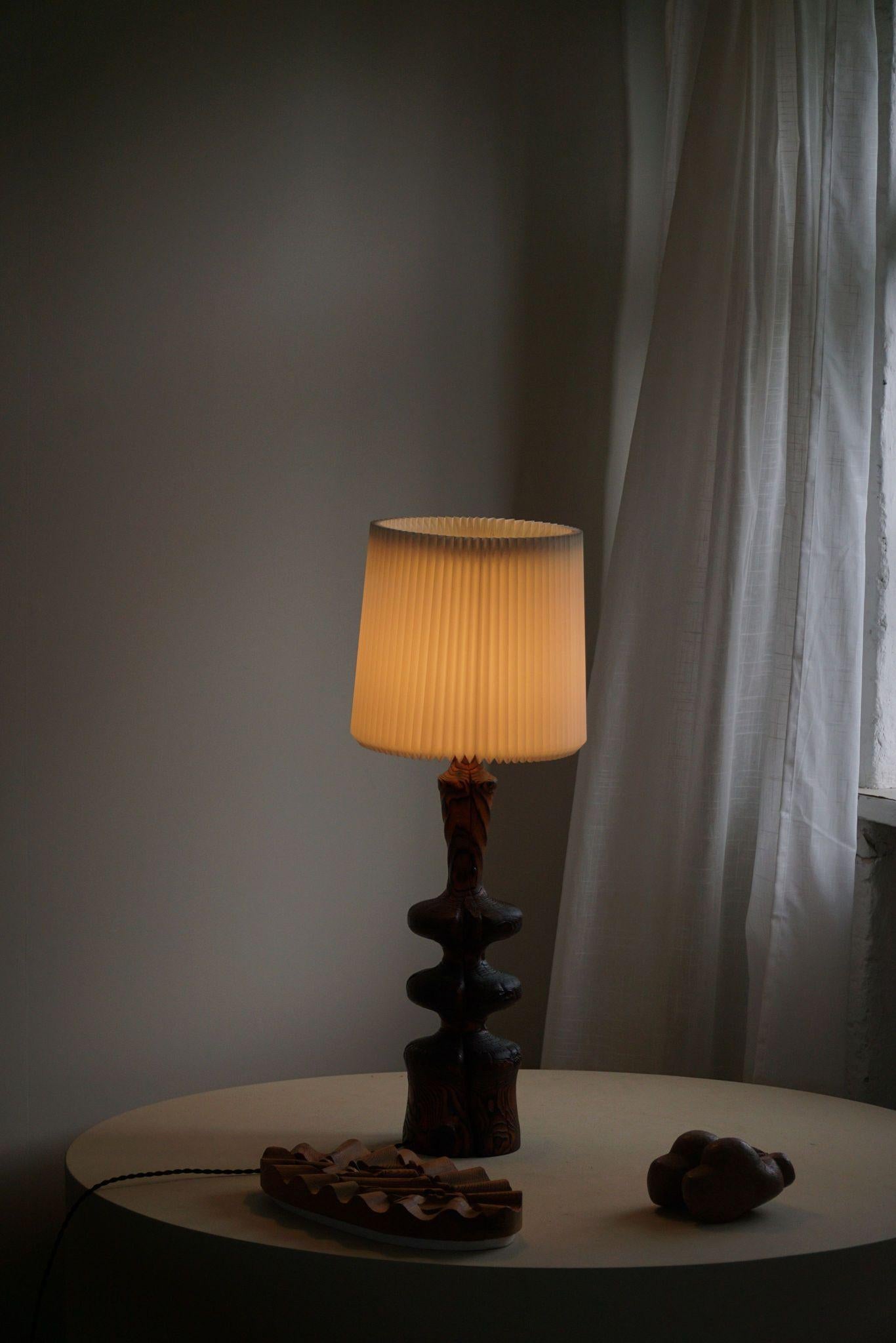 Sculptural Organic Pine Wood Table Lamp, Scandinavian Modern, Wabi Sabi, 1960s 4