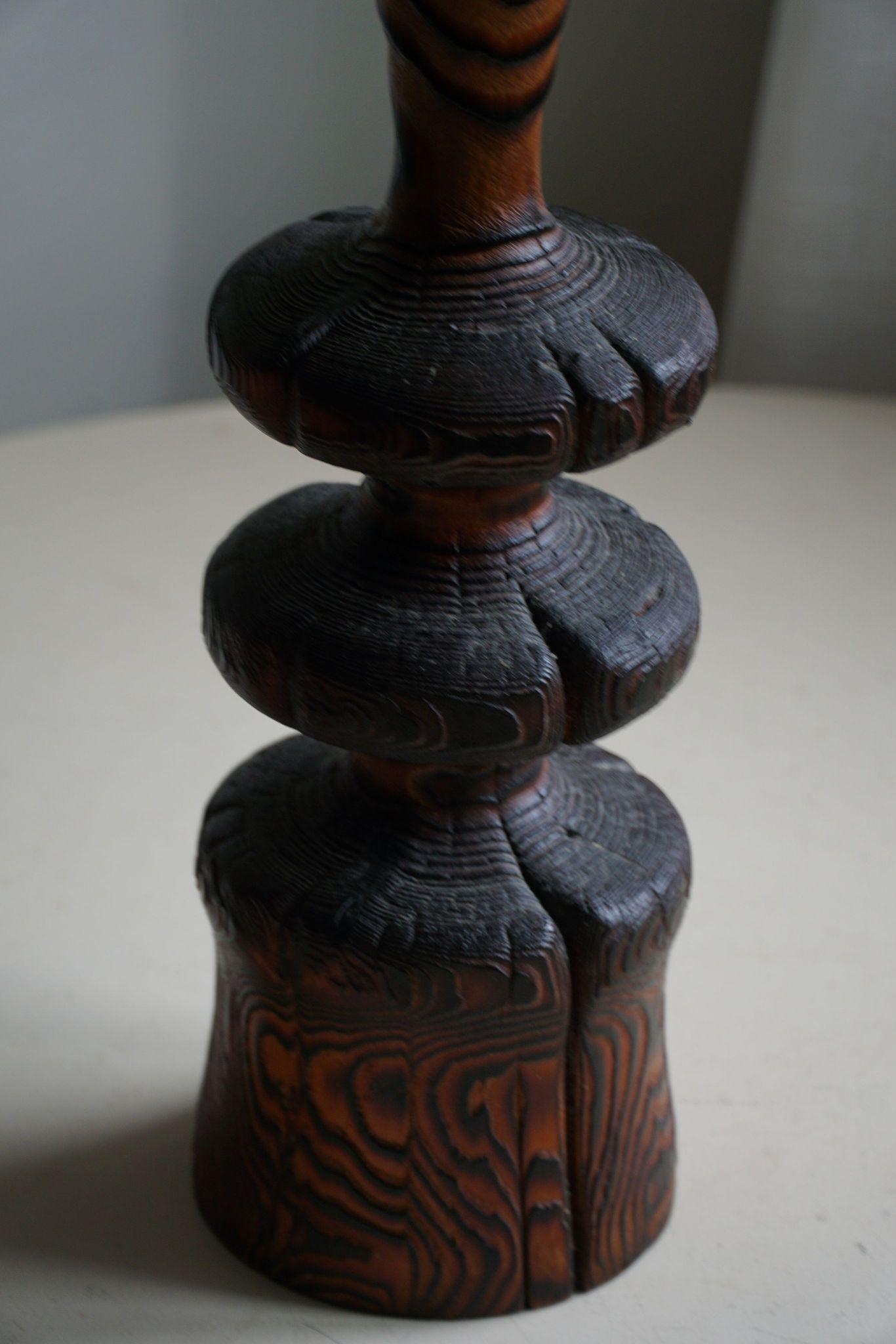 Sculptural Organic Pine Wood Table Lamp, Scandinavian Modern, Wabi Sabi, 1960s In Good Condition In Odense, DK