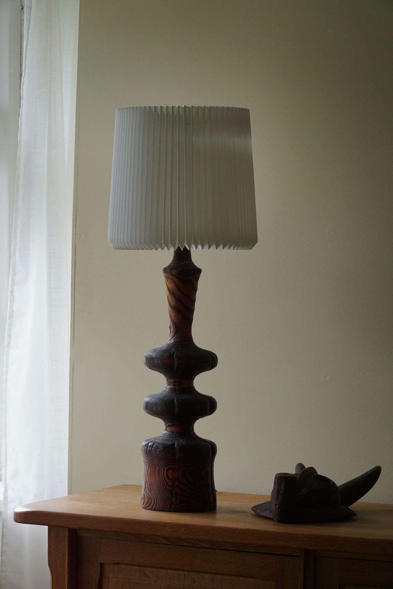 Sculptural Organic Pine Wood Table Lamp, Scandinavian Modern, Wabi Sabi, 1960s 2