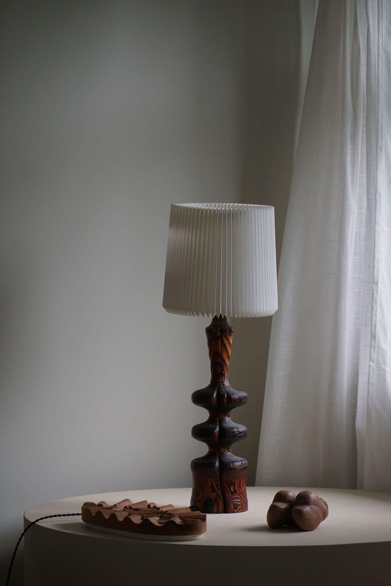 Sculptural Organic Pine Wood Table Lamp, Scandinavian Modern, Wabi Sabi, 1960s 3