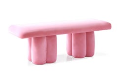 Organic Bold Pink Velvet Bench Visceral
