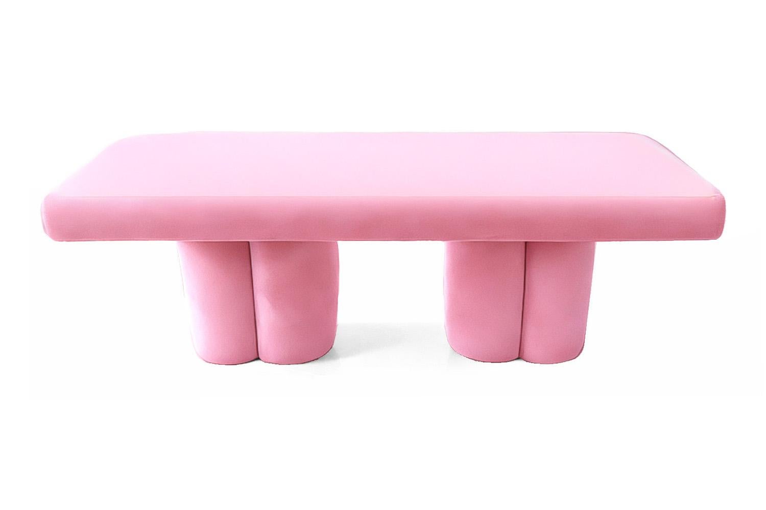 Banco Escultural Orgánico de Terciopelo Rosa Visceral Moderno orgánico en venta