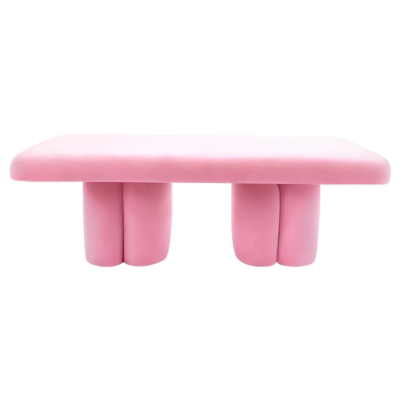 Organic Bold Pink Velvet Bench Visceral