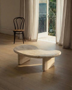 Sculptural Organic Shape Travertine Coffee Table by My Habitat Design