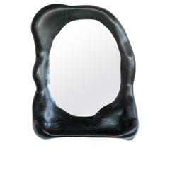 Sculptural Organic Shaped Mirror in Ebonized Oak Wood, Contemporary