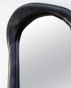 Sculptural Organic Shaped Mirror in Ebonized Walnut Wood, Contemporary