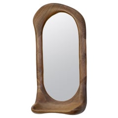 Sculptural Organic Shaped Mirror in Natural Walnut Wood, Contemporary