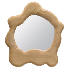 Miroir sculptural de forme organique en bois de chêne - Miroir ondulé