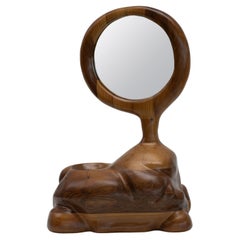 Specchio organico scultoreo in Wood Wood, contemporaneo