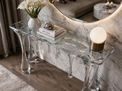 Tavolo consolle in resina in stile organico scultoreo di Sergio Vulpe