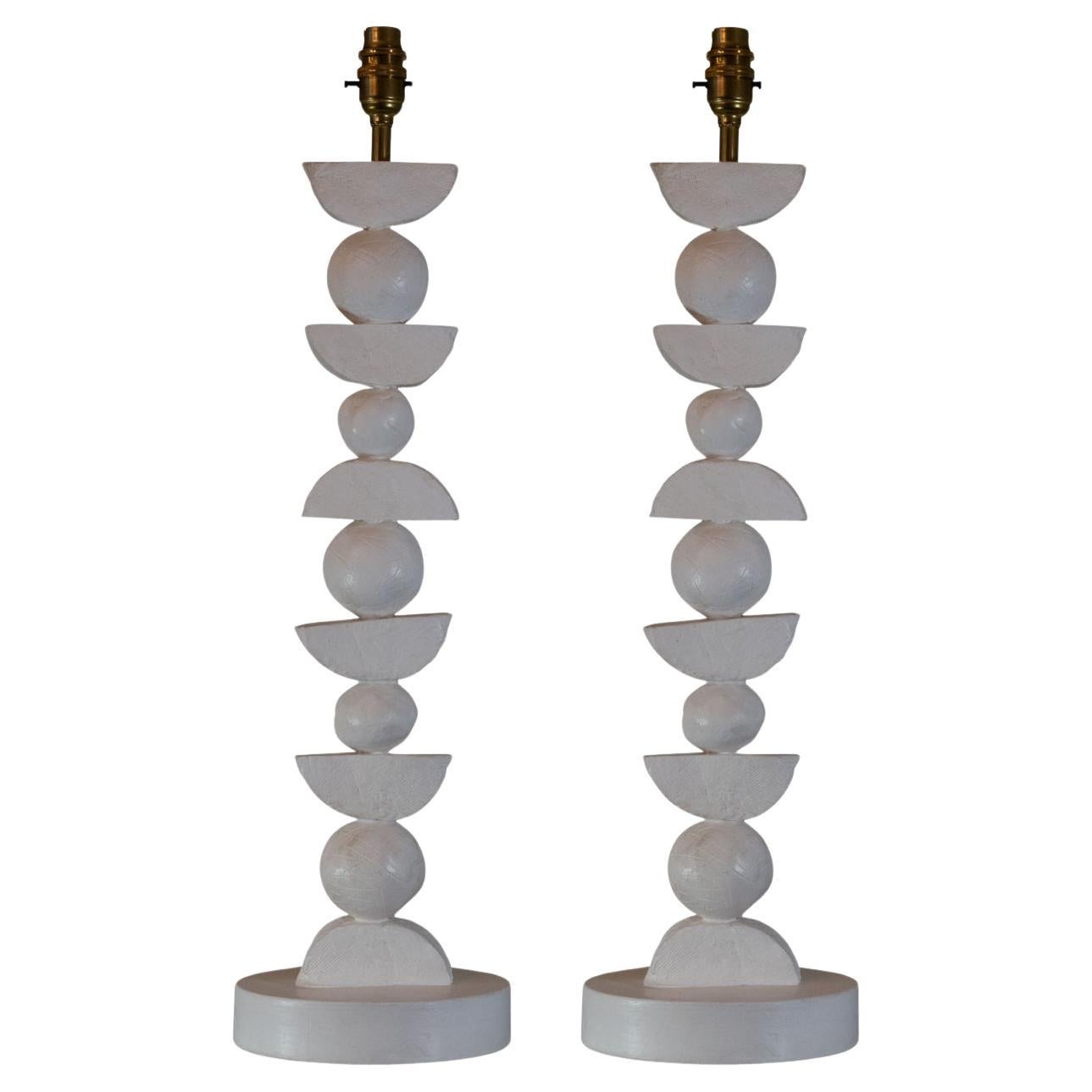 Sculptural, Organic, Textured Silhouette Table Lamp by Margit Wittig in White