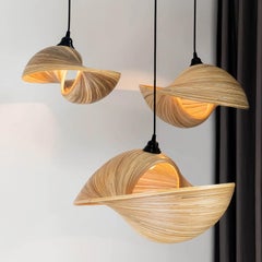 Sculptural Organic Twisted Bamboo Pendant Light. Curated selection