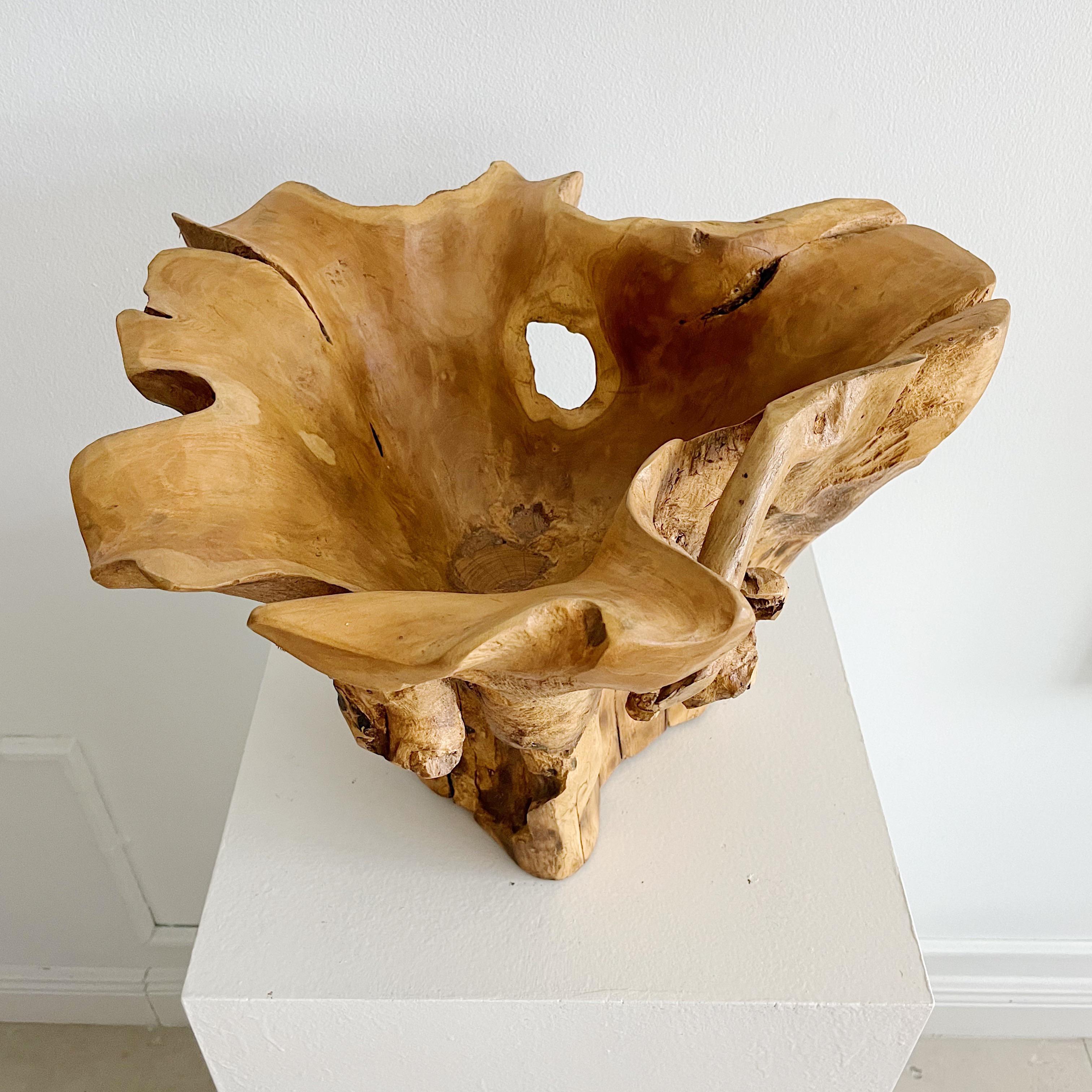 Folk Art Sculptural Organic Wood Centerpiece Bowl For Sale