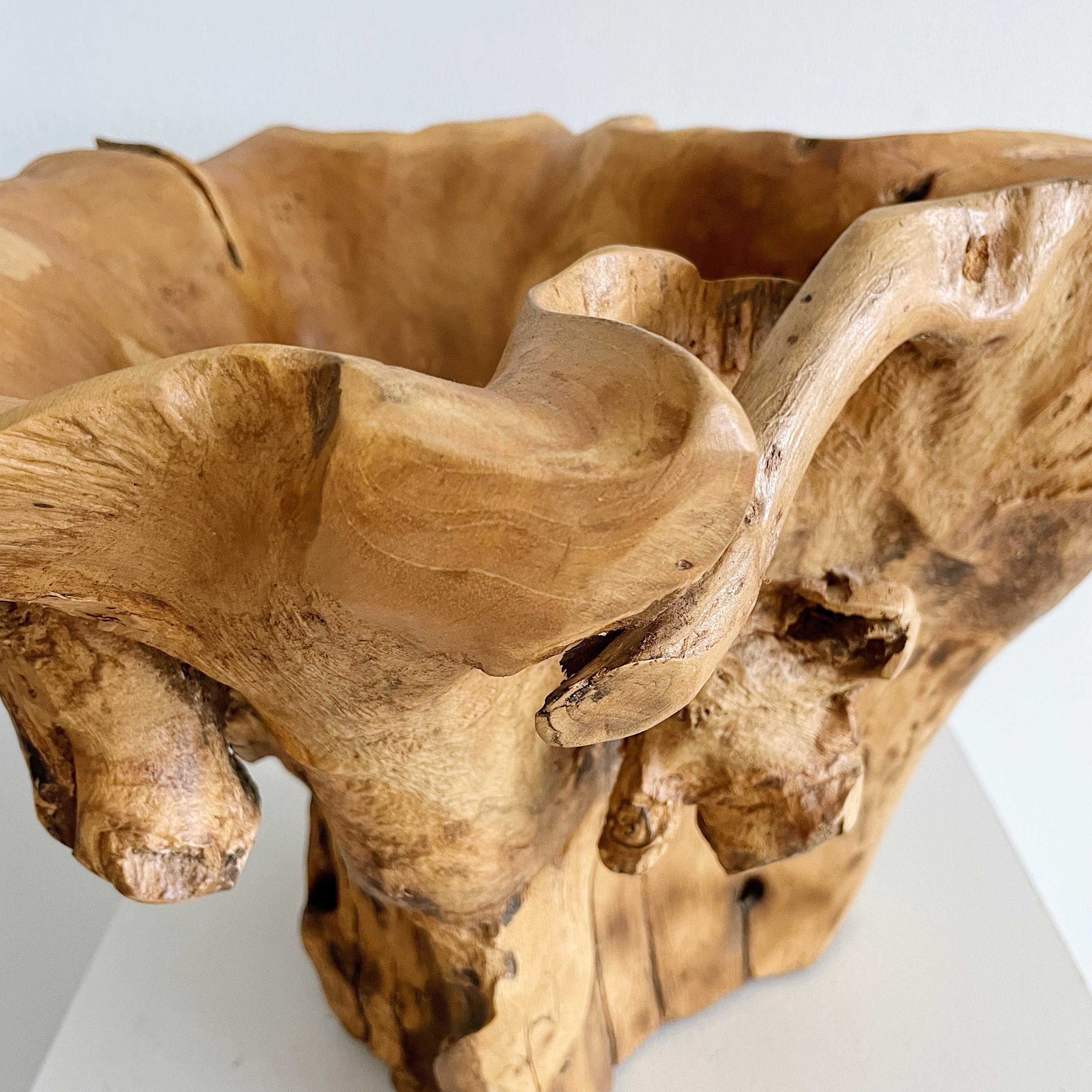 Late 20th Century Sculptural Organic Wood Centerpiece Bowl For Sale