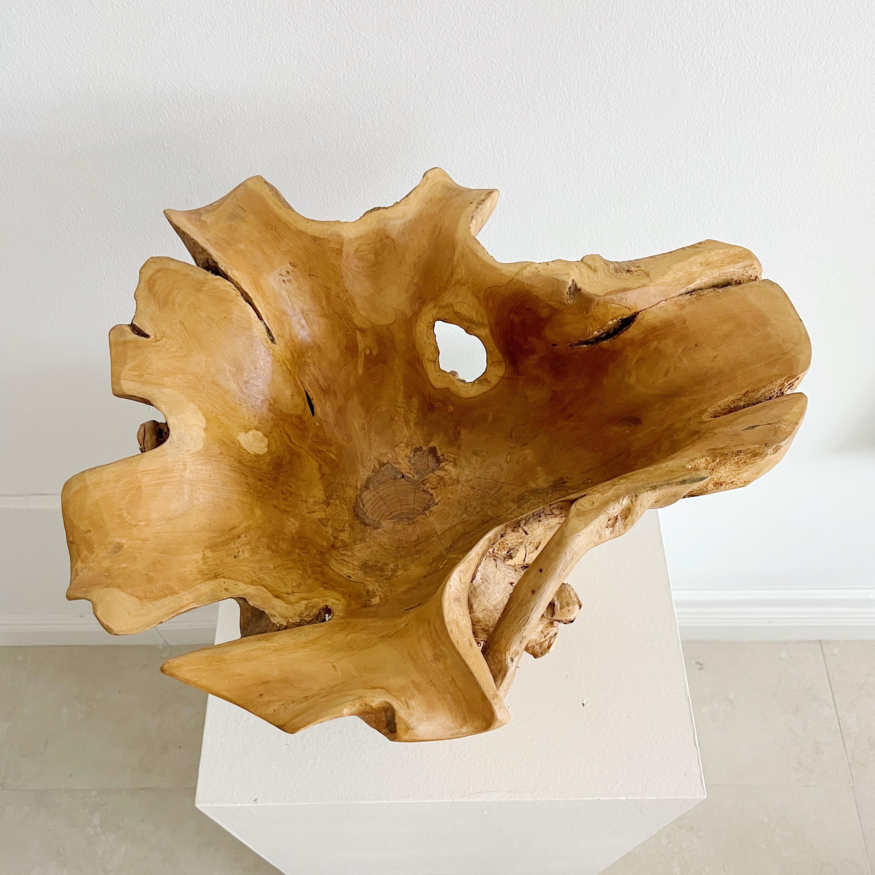 Bois Bol de centre de table sculptural en bois organique en vente