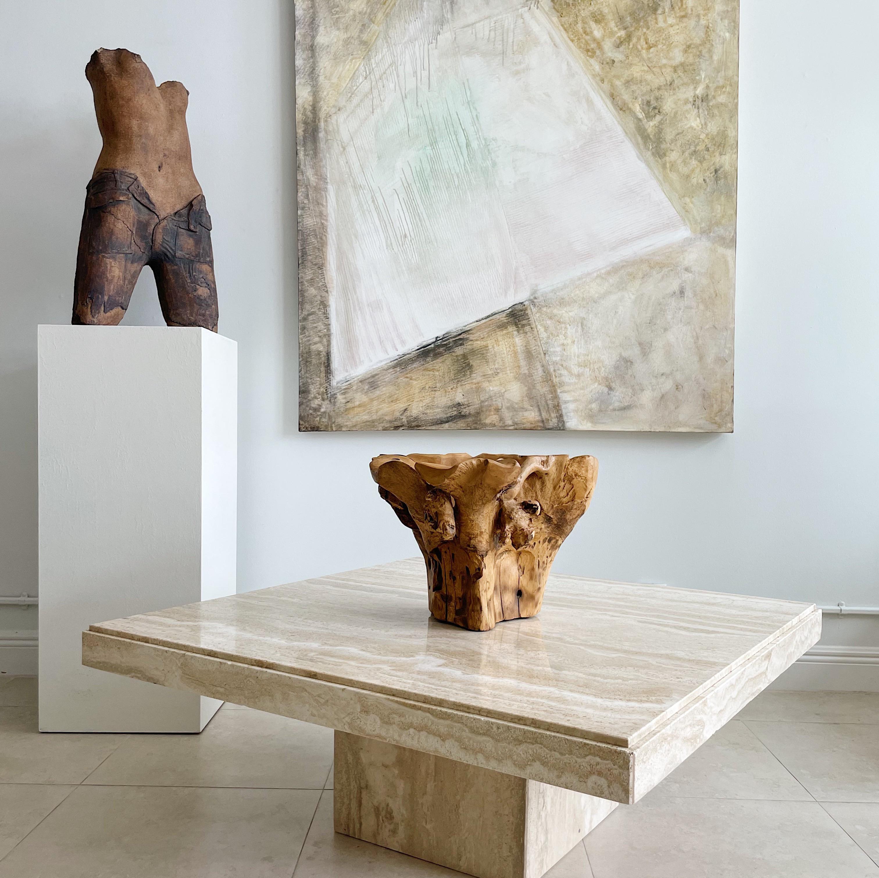 Bol de centre de table sculptural en bois organique en vente 1