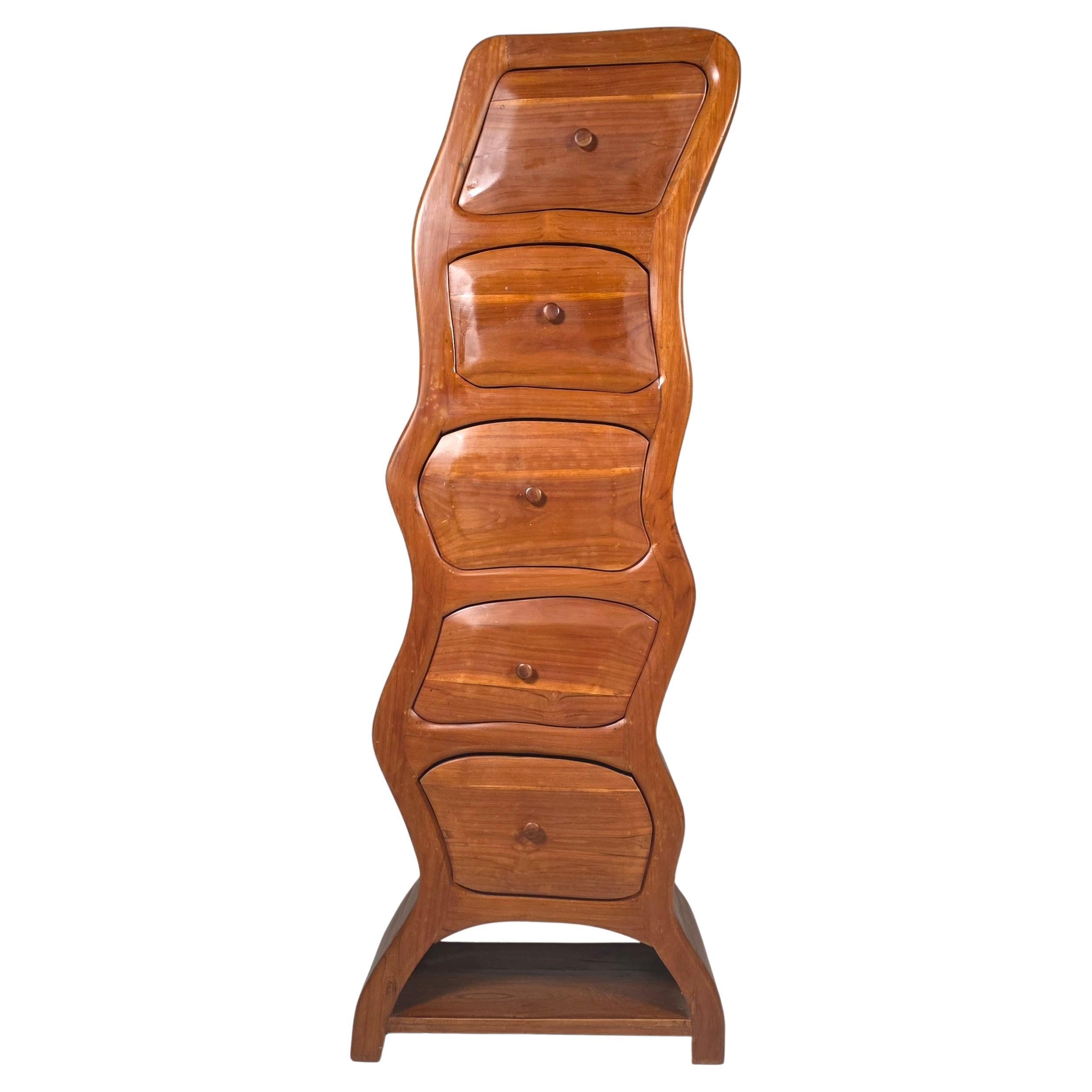 Sculptural Organic Wooden Chest of Drawers, Pucci de Rossi style, 1970s