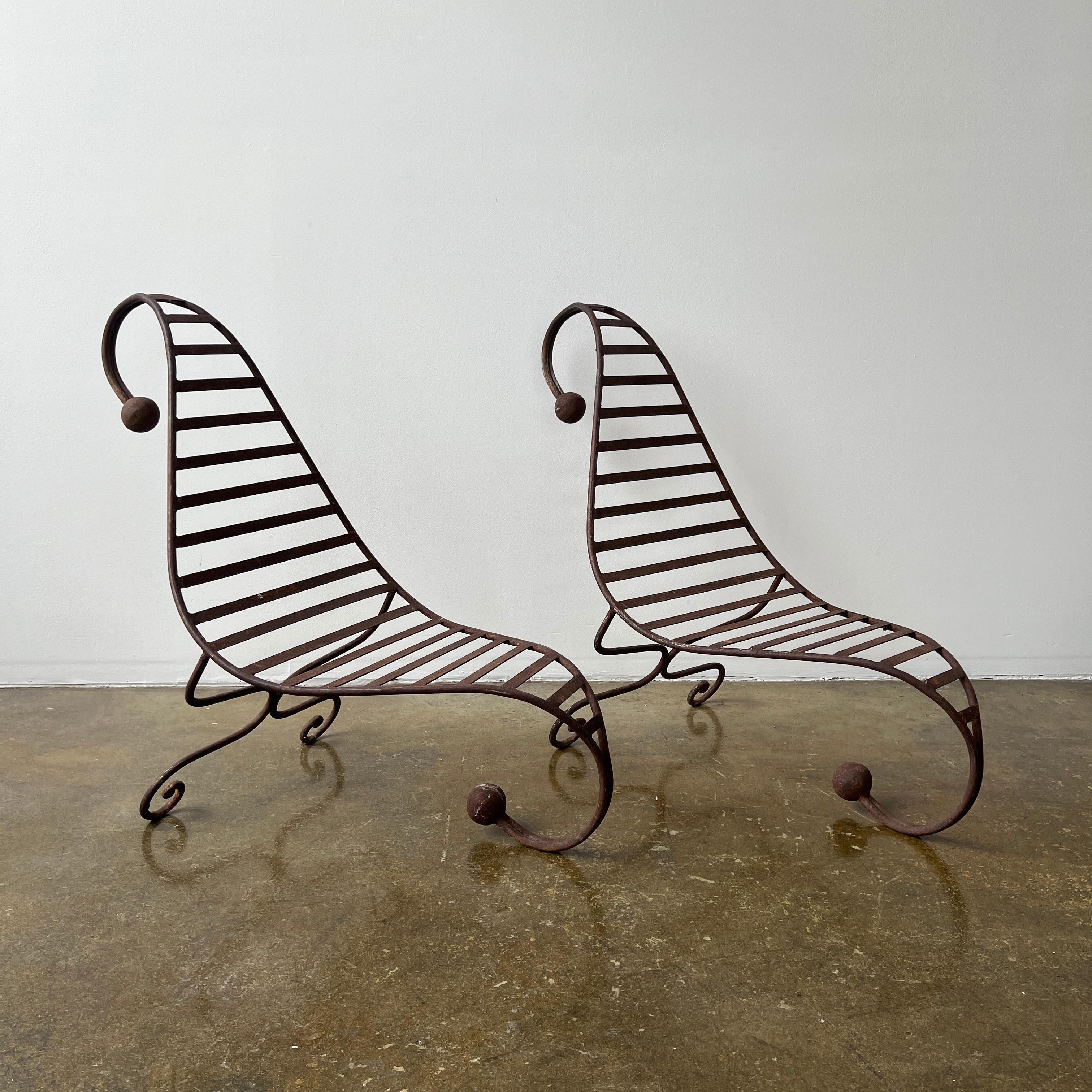 Post-Modern Sculptural Outdoor Iron Chairs