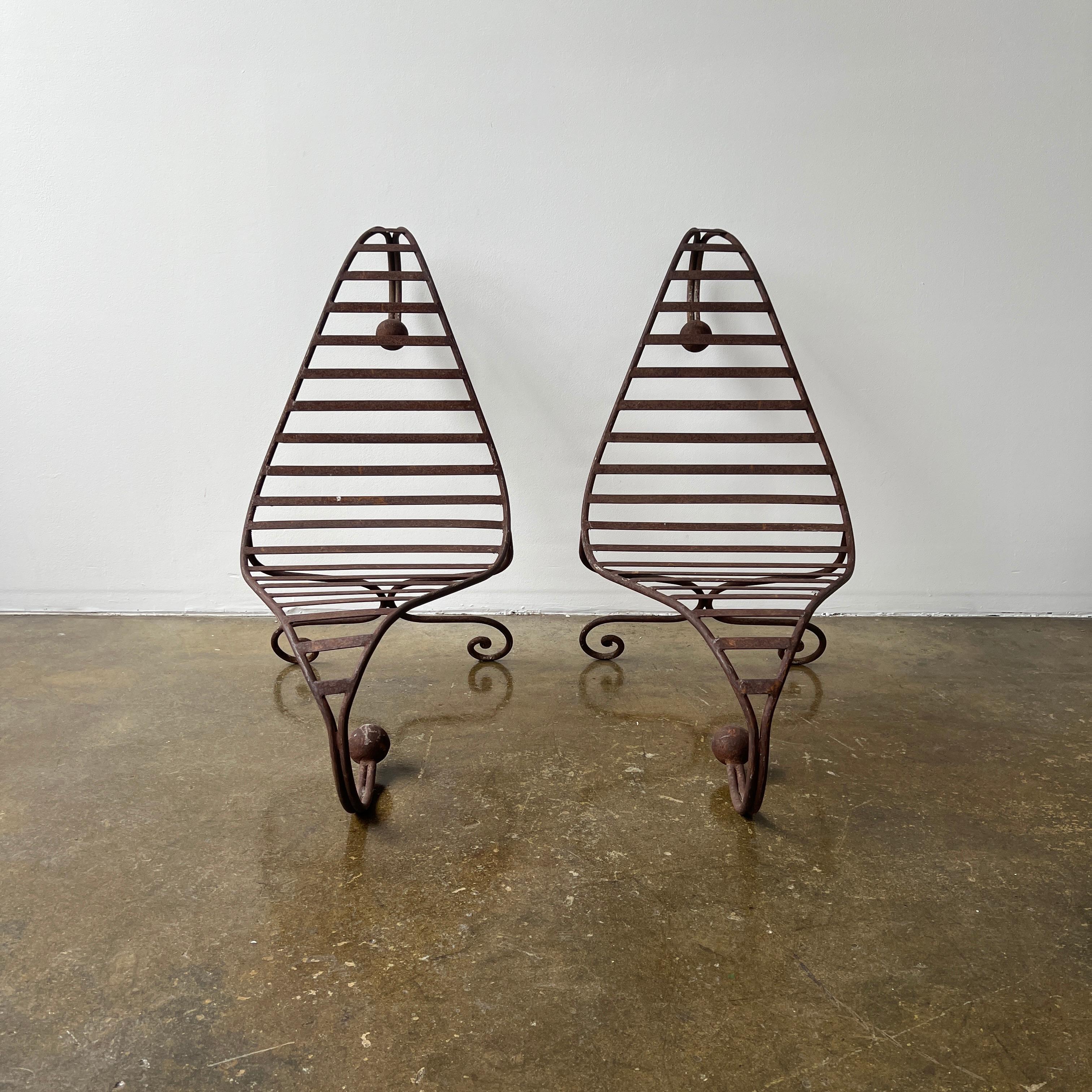 Unknown Sculptural Outdoor Iron Chairs