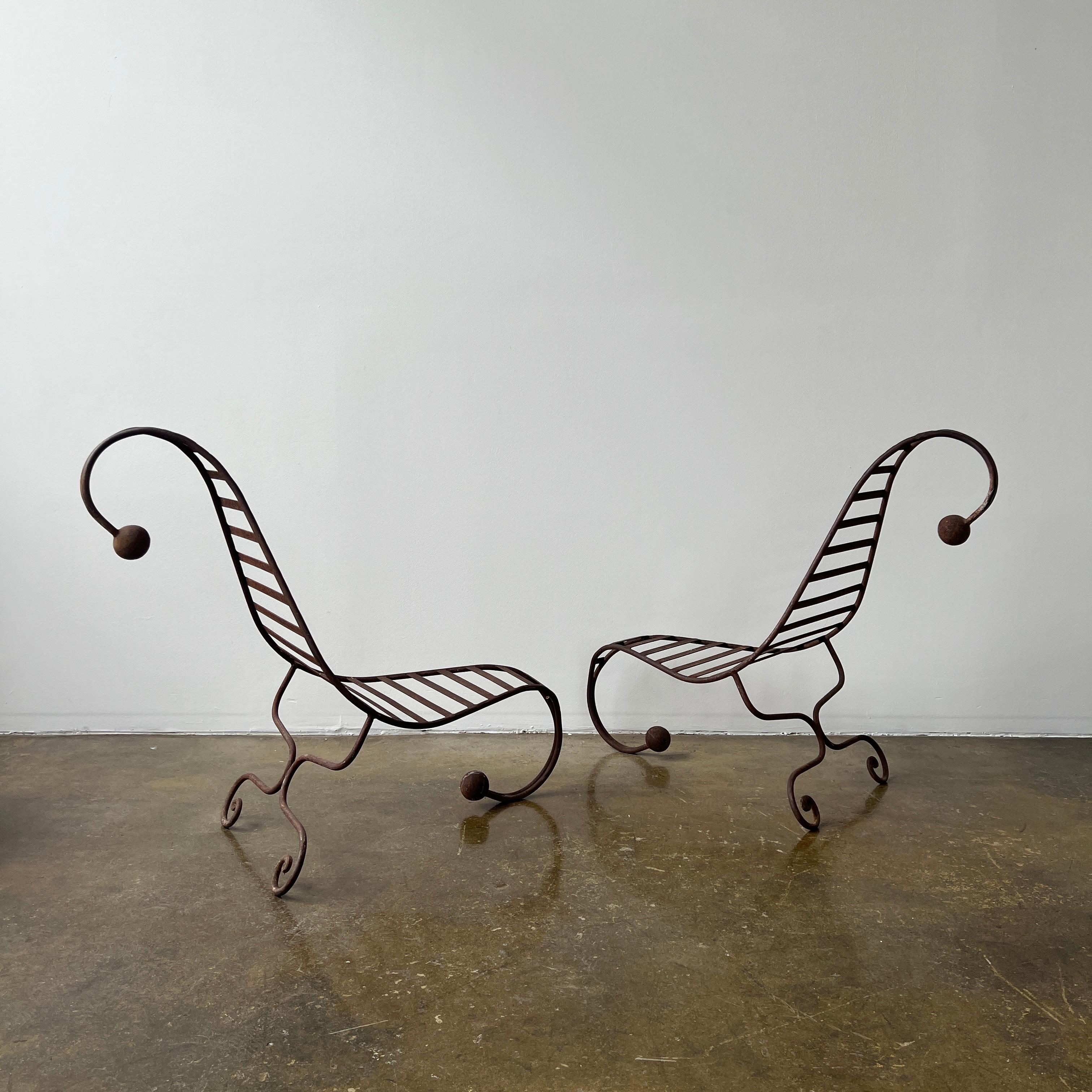 Sculptural Outdoor Iron Chairs In Good Condition In Los Angeles, CA