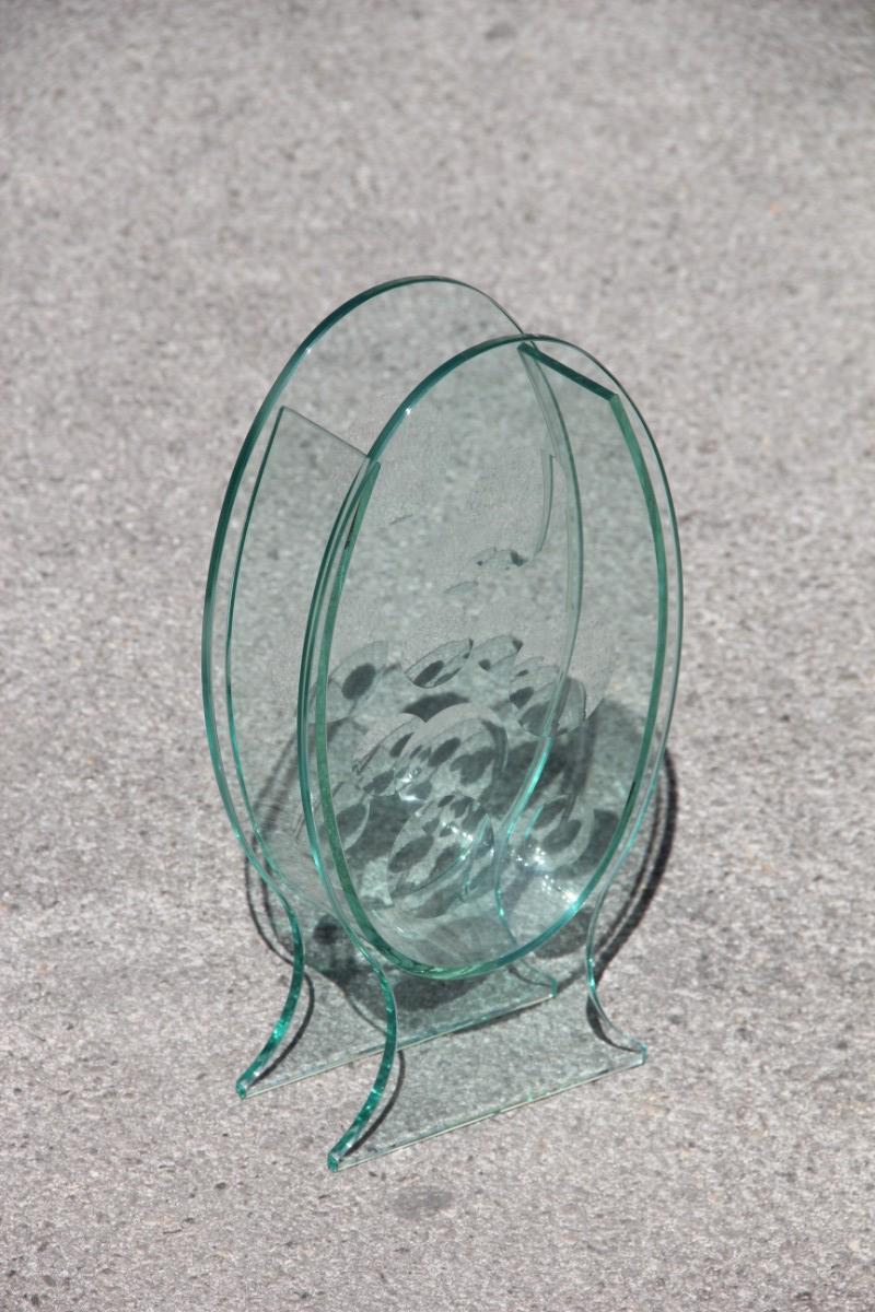 Skulpturale ovale Kristallvase runde Einschnitte Italienisches Design 1980er Jahre signiert QA.