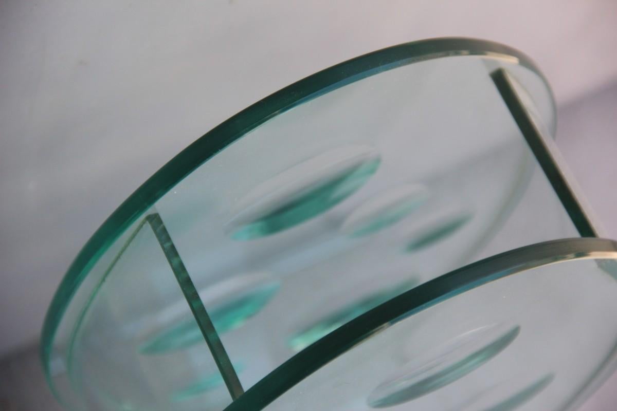 Skulpturale ovale Kristallvase mit runden Einsätzen, Italienisches Design, 1980er Jahre, signiert QA im Angebot 2