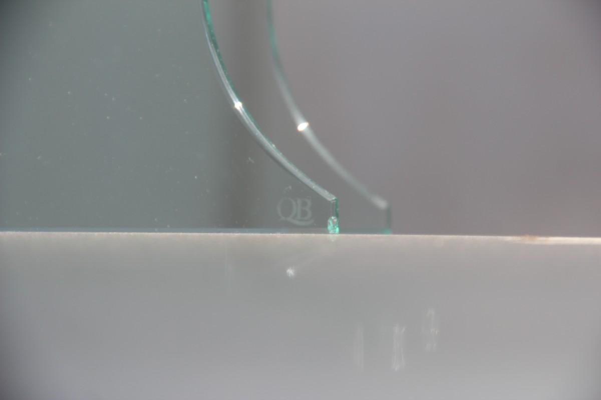Skulpturale ovale Kristallvase mit runden Einsätzen, Italienisches Design, 1980er Jahre, signiert QA im Angebot 4