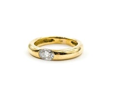 Sculptural Oval Diamond Ring in 18k Yellow Gold